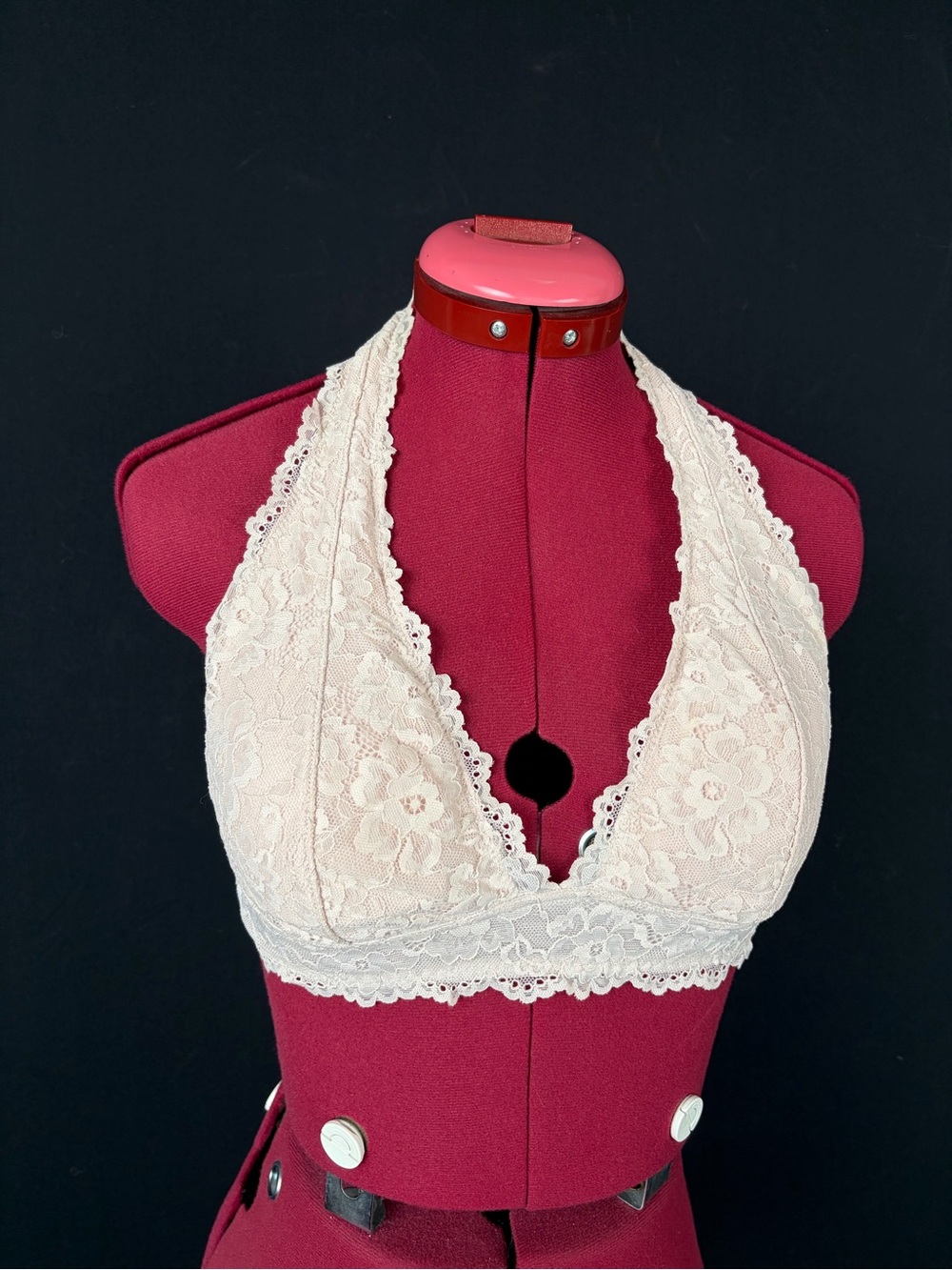 Garage Pink Lace Halter Bralette